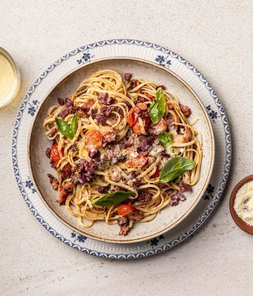 Photo of Tomato & Olive Bacon Pasta