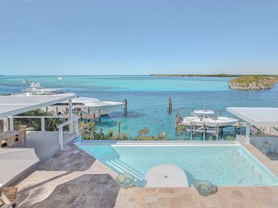 Copasetic infinity edge pool with yacht dockage