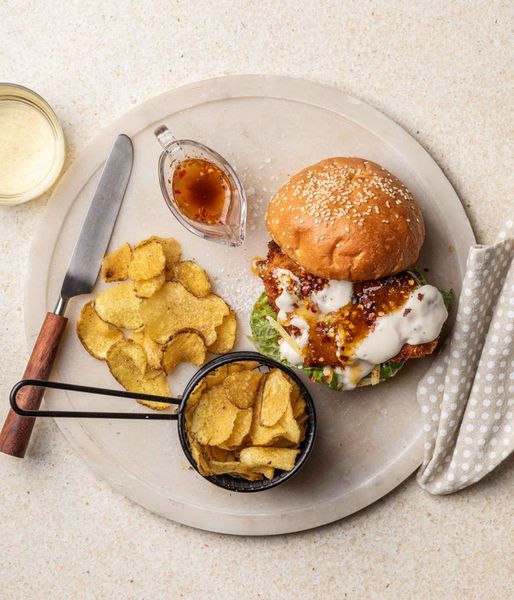 Photo of Hot Honey Chicken Caesar Stack