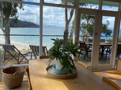 Stunning views, beach access, sauna, 1950s gem