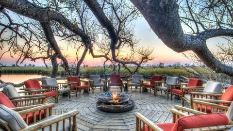 Fire Deck - The camp fire deck at Camp Xakanaxa overlooking the Khwai River