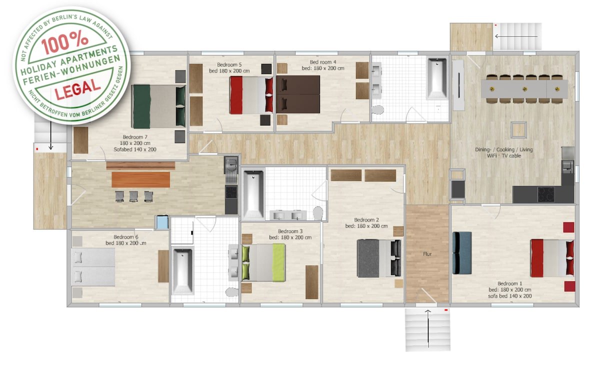 5 [RU] 7 Schlafzi, 3 Bäd, max 18, @TempFeld U-Bahn gallery image 2