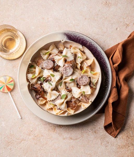 Photo of Wonka’s Bowtie Pasta & Pork Bangers