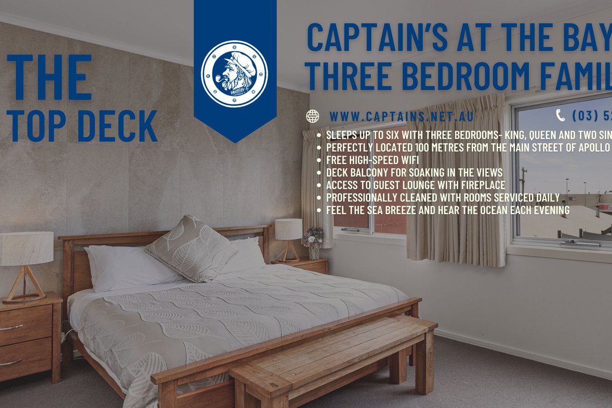 Captain’s Top Deck – 3BR Family Stay in Apollo Bay