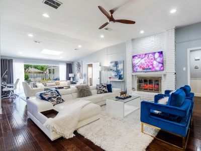 Modern Home with a Firepit, Heated Pool & Spa