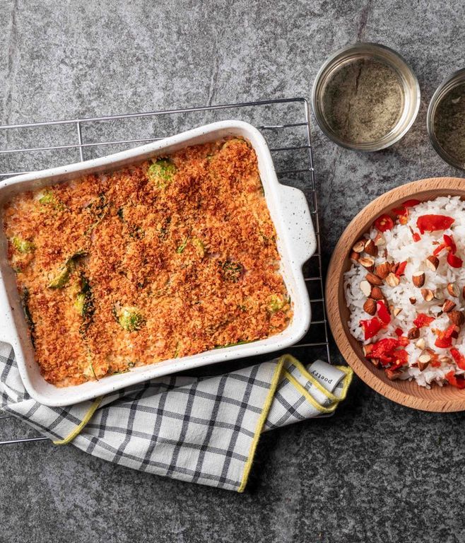 Photo of Bacon & Brussel Sprouts Gratin
