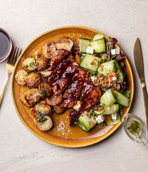 Photo of Glazed Pork Neck & Chilli-lime Potatoes