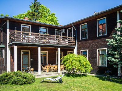 House with a terrace, hot tub, parking & backyard