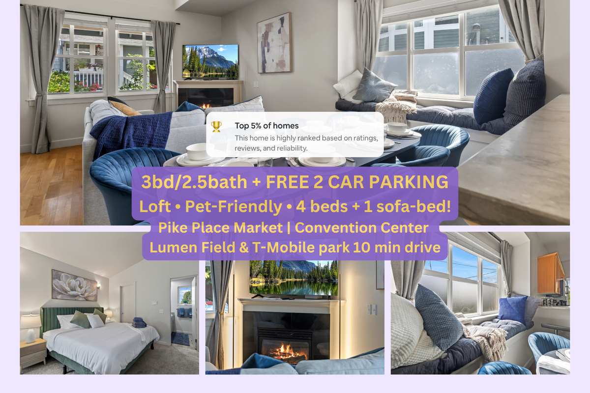 Airy 3B LOFT~Sleeps 10~Free Parking/EV charge