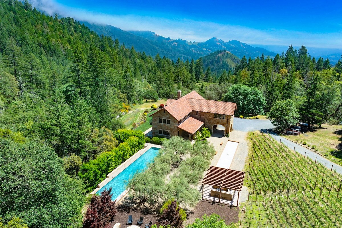 Napa Stone Estate – 40 Acres, Heated Pool, & Views