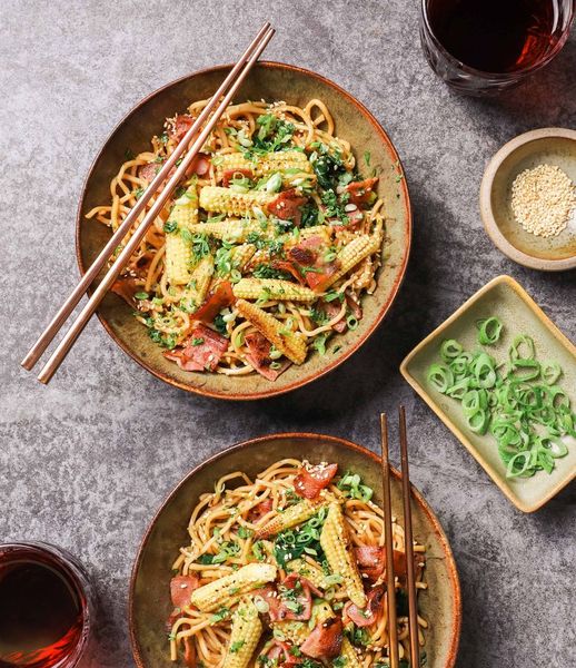 Photo of Sticky Bacon Egg Noodles