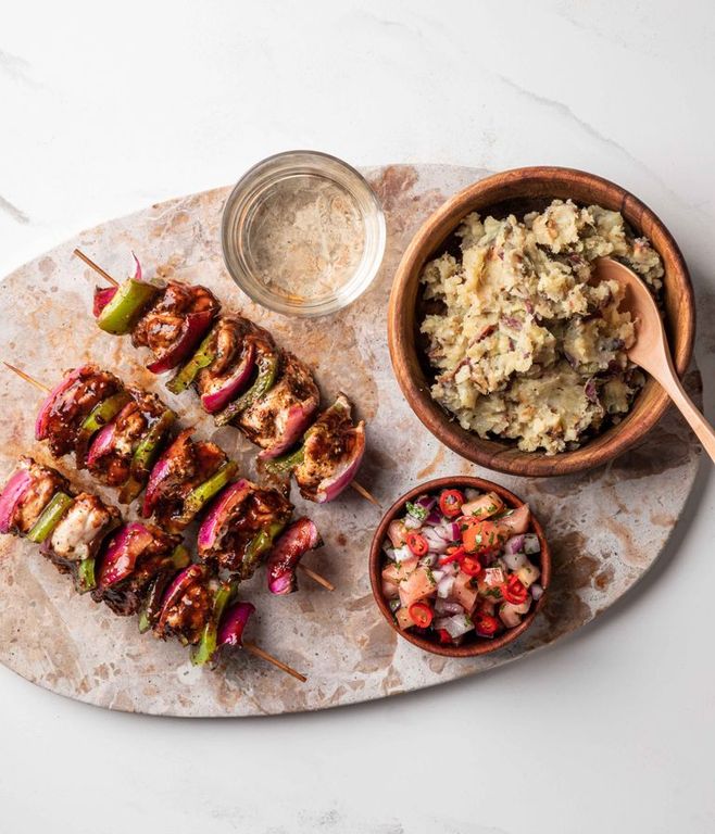 Photo of BBQ Chicken Skewers & Sweet Potato Mash