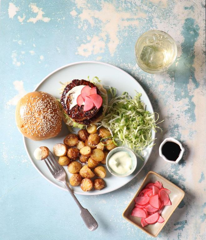 Photo of Asian Fusion Trout Fish Cake Burger