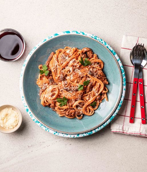Photo of One Pot Creamy Tomato Beef Pasta