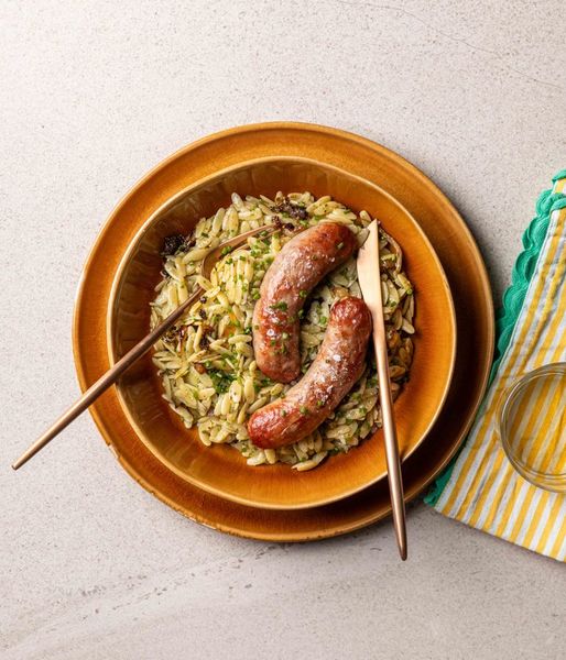 Photo of Pork Bangers & Herbed Orzo