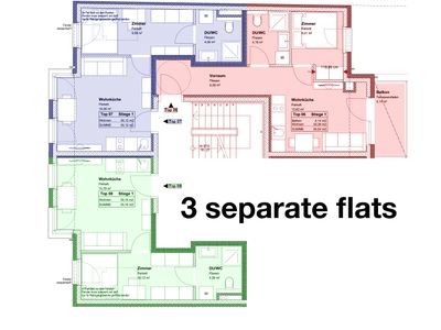 3 flats next to each other close to subway (U2)