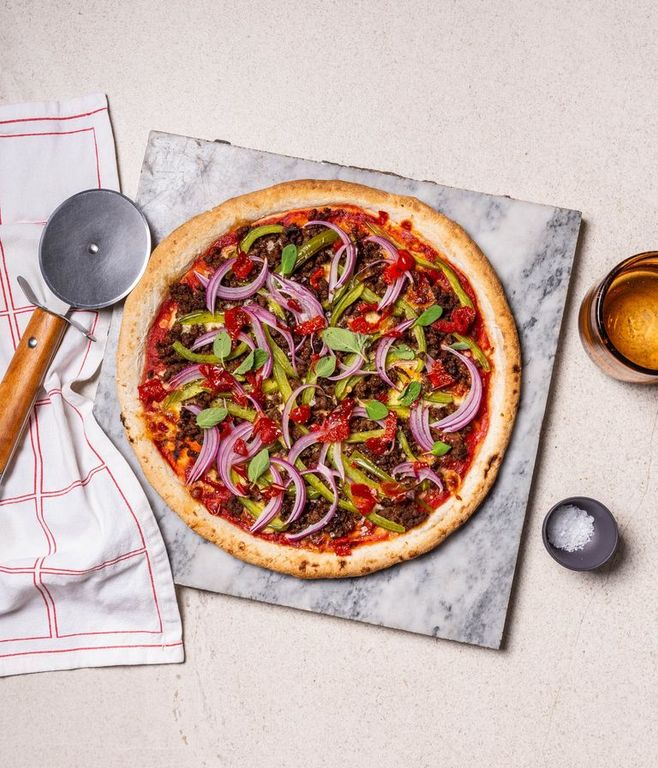 Photo of Green Pepper & Ostrich Mince Pizza