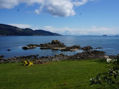 Oceanfront low bank home viewing Mt. Baker.