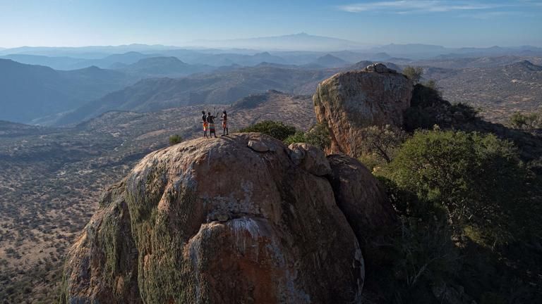 Warriors on Ol Lentille Peak - Laikipia's tallest peak, a vigorous 40mn climb