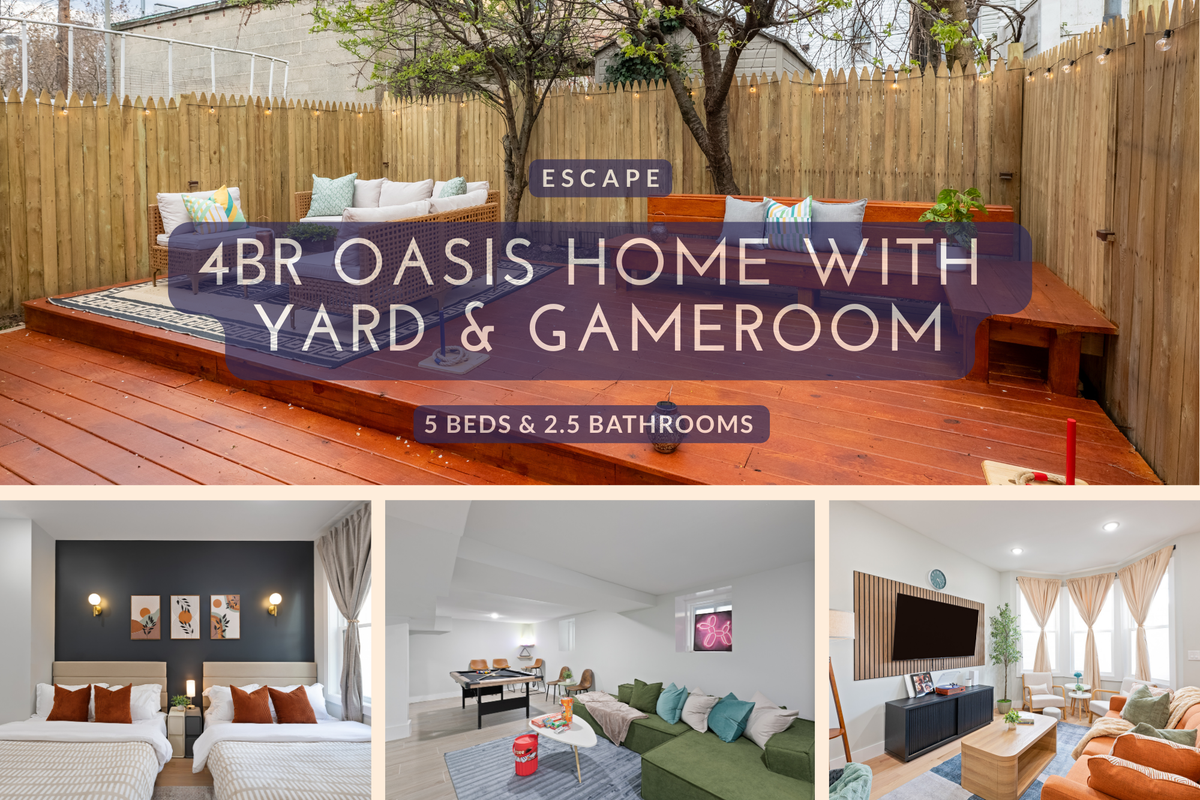 Modern 4BR w/ Yard+Gameroom|PATH+Bus Access to NYC