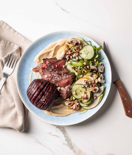 Photo of Hasselback Beetroot & Ostrich Steak
