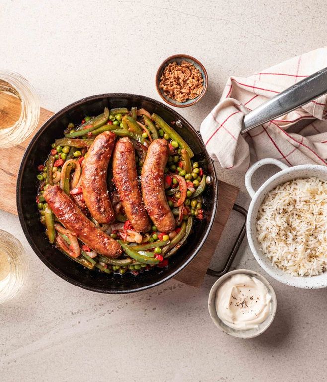 Photo of Rice & Spicy Spanish Pork Bangers