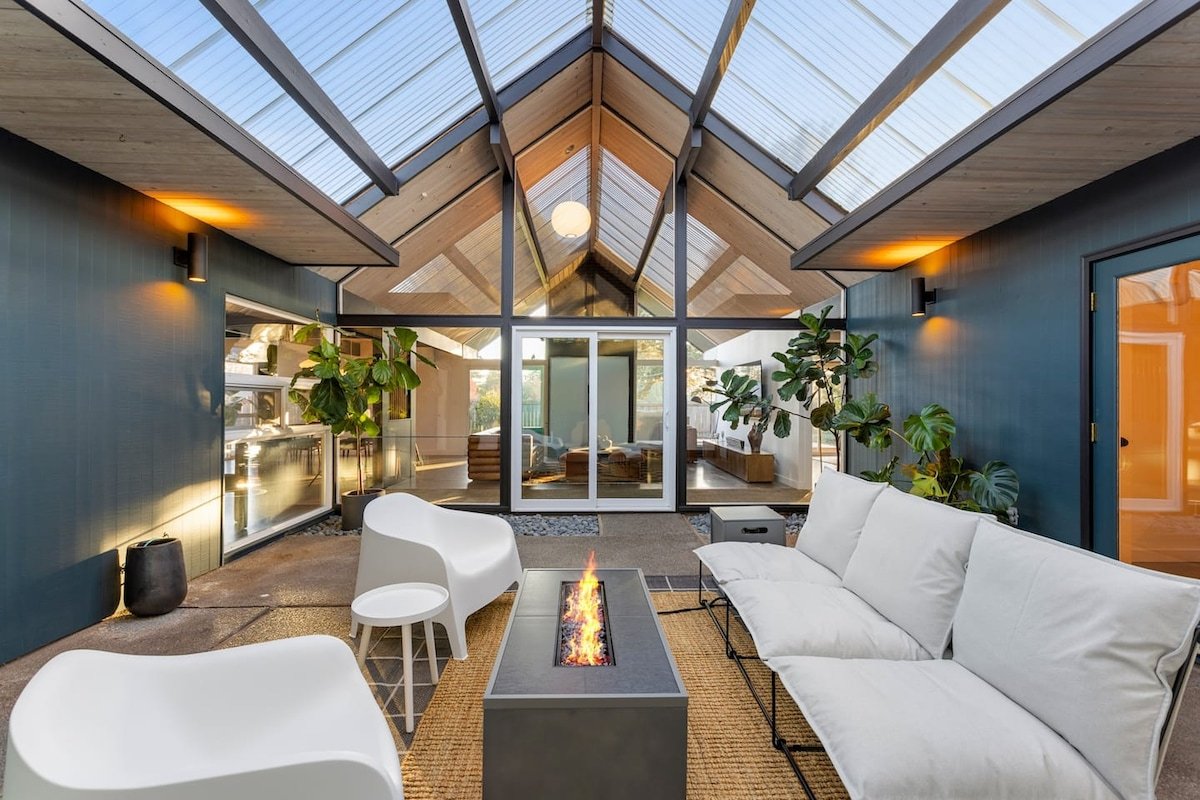 Mid-Century Modern Retreat with Private Hot Tub