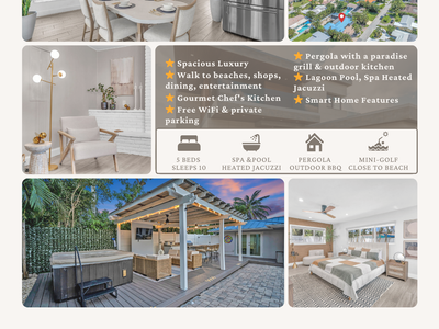 Walk to Beach|MiniGolf|Pool|BBQ|Spa|Heated Jacuzzi