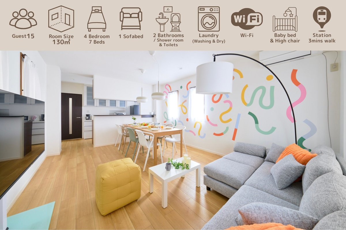 Monthly stay only｜新宿電車7分｜駅徒歩3分｜4寝室｜2シャワー｜130㎡t｜IR2