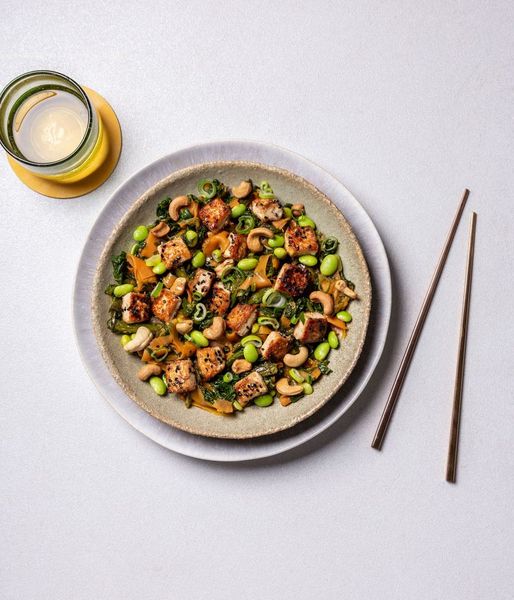 Photo of Miso Tofu & Stir-fried Ginger Greens