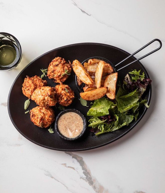 Photo of Golden Chicken Fritters & Wedges