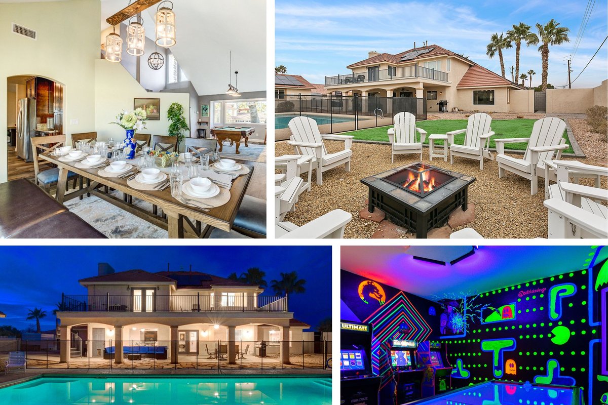 5BDRM Lux Estate- Heated Pool and Neon Arcade Room
