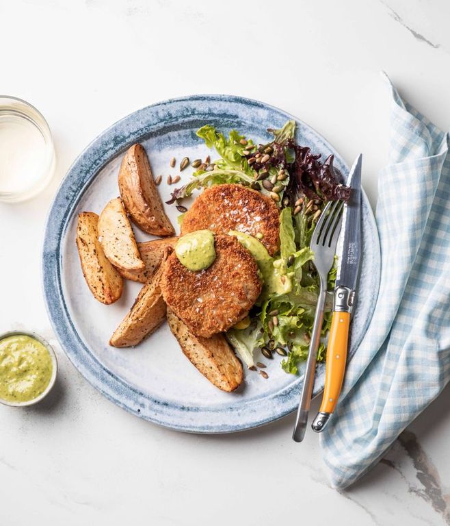 Photo of Crumbed Fishcakes & Pesto Mayo