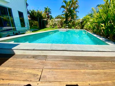 500m to beach and cafe scene with pool!