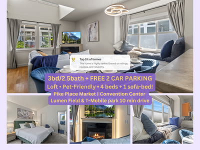 Airy 3B LOFT~Sleeps 10~Free Parking/EV charge