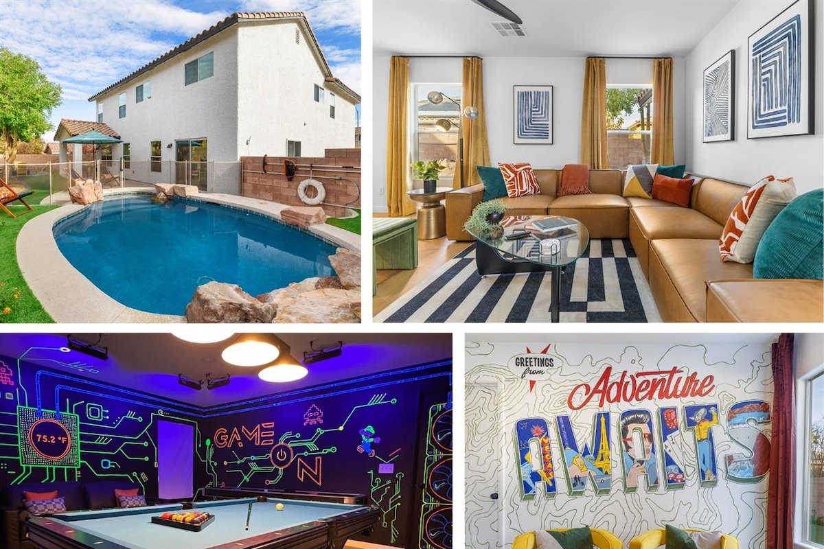 6BDRM Amazing NEON Game Room+Heated Pool -NEW- gallery image 2