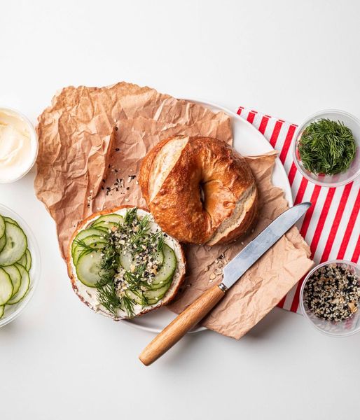 Photo of Cucumber Cream Cheese Bagel