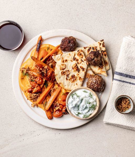 Photo of Stuffed Lamb Meatballs & Pita Flatbread