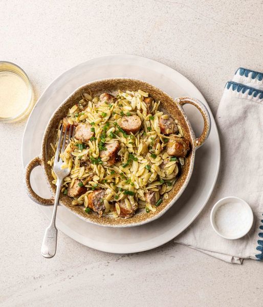 Photo of Pork Bangers & Herbed Orzo