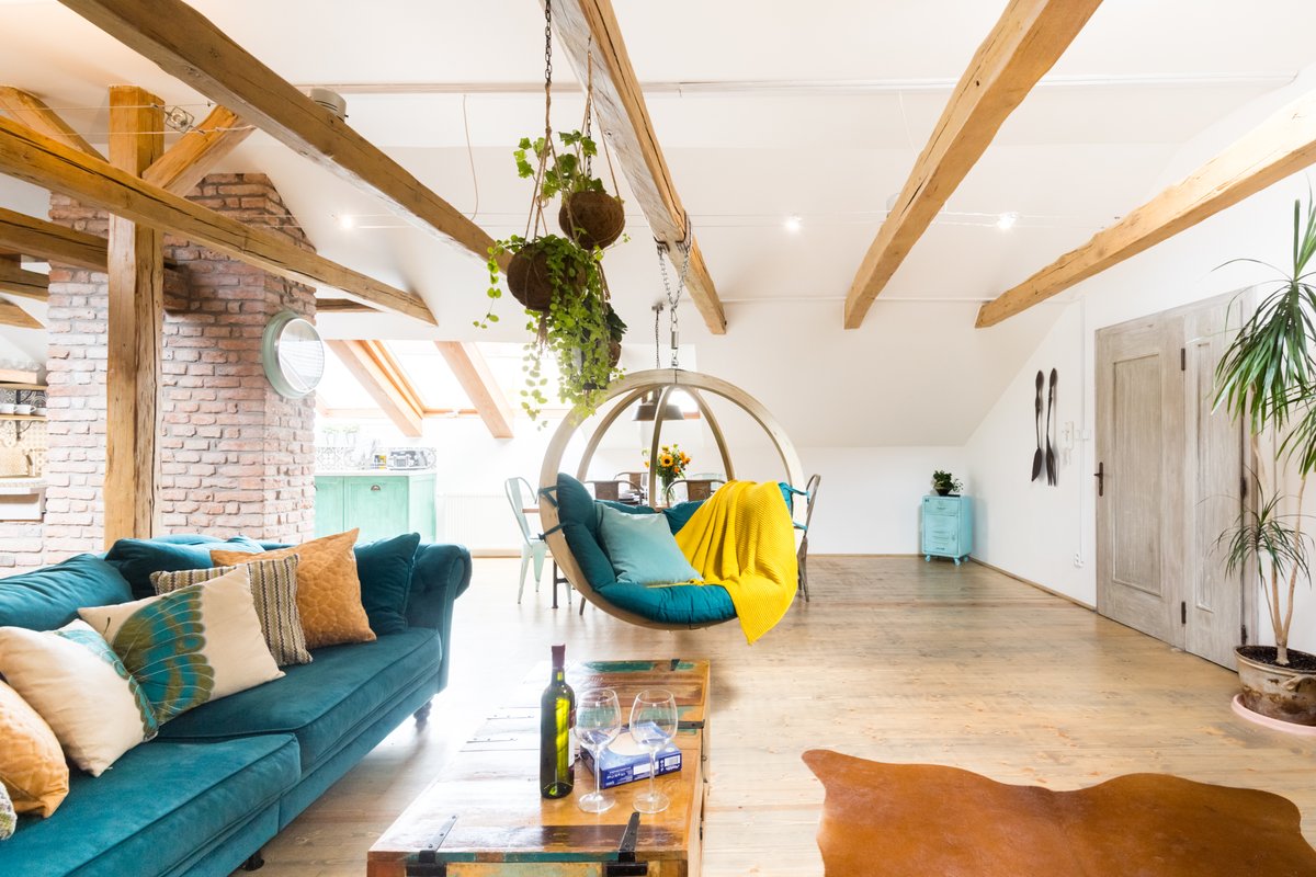 Chill in a Hanging Chair at an Old Town Bohemian Loft