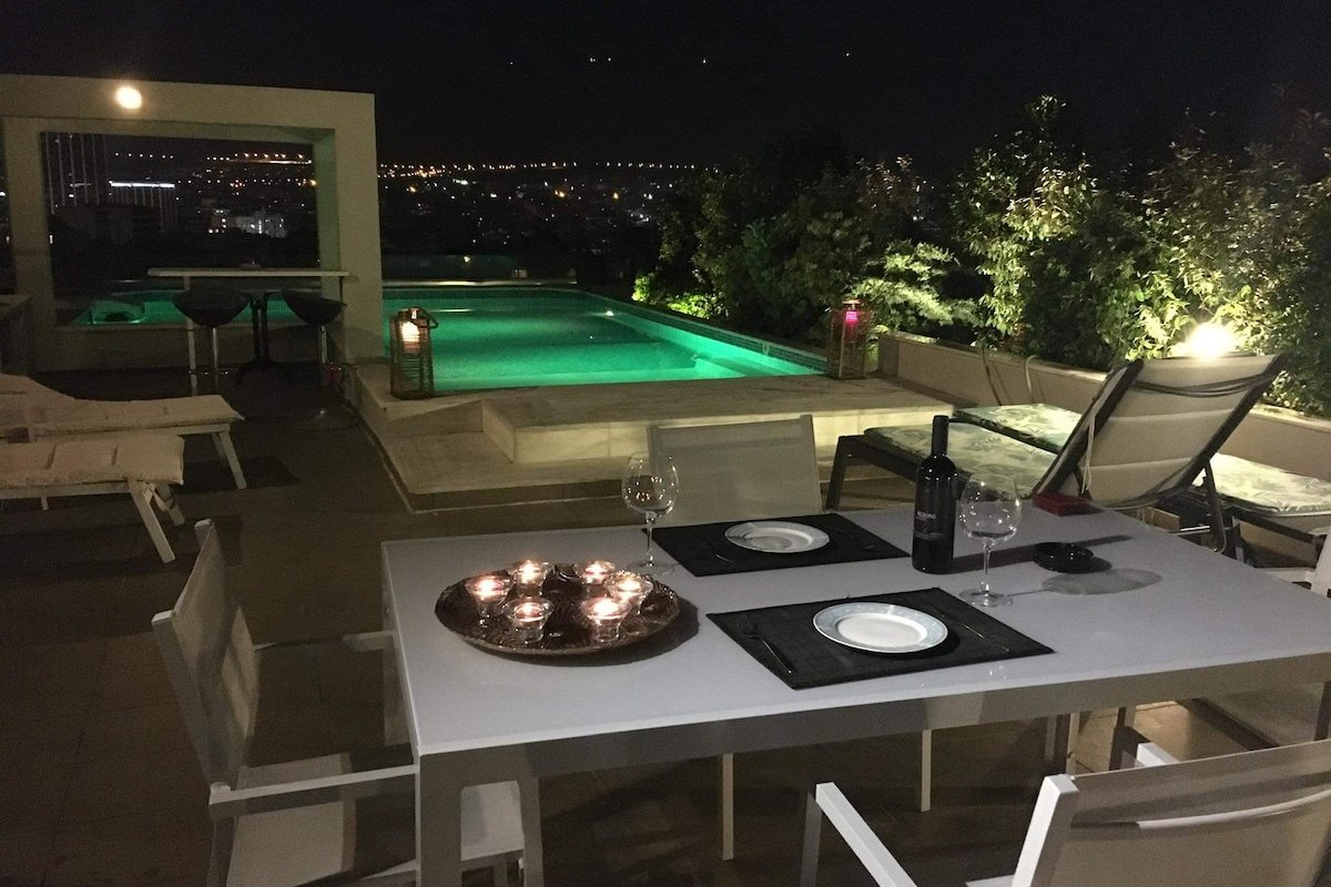 Athens Lycabettus Hill Penthouse, roof garden pool gallery image 3