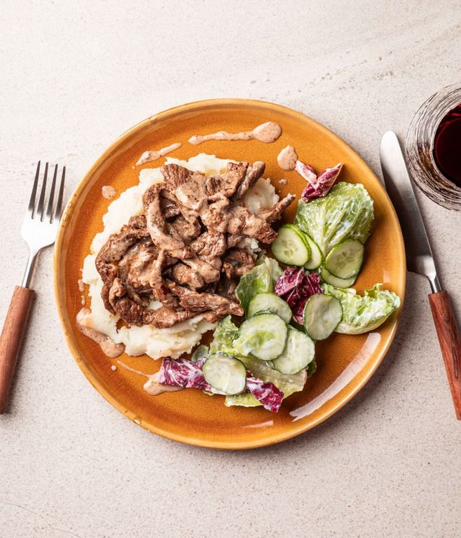 Photo of Tender Beef Strips & Potato Mash