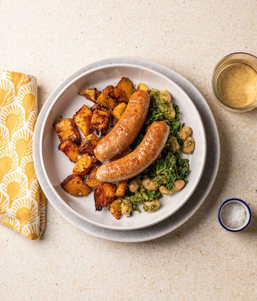 Photo of Pork Bangers & Pesto Beans