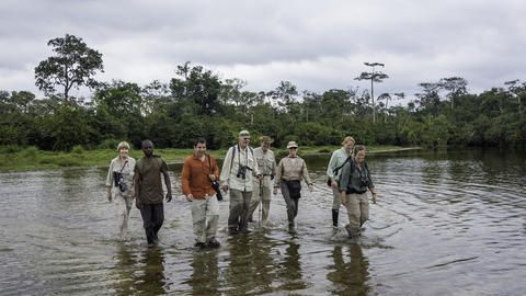 Mboko Lodge - Kamba African Rainforest Experiences - Wade through the Lekini River