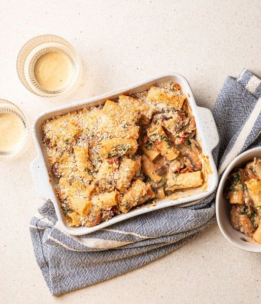 Photo of Garlic, Spinach & Mushroom Pasta Bake