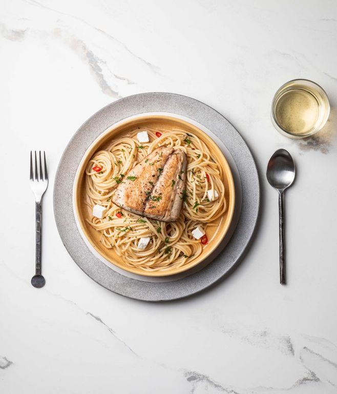 Photo of Lemon-caper Spaghetti & Yellowtail