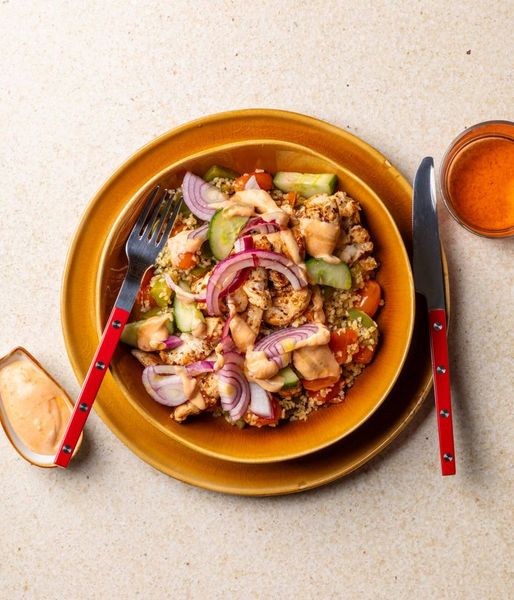 Photo of Spiced Chicken & Hummus Bowl