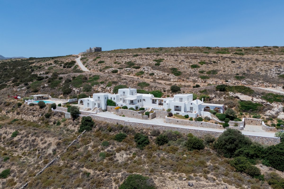 Panoramic three villa complex with helipad