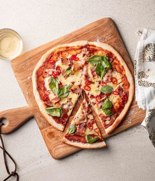 Photo of Homemade Bacon & Basil Pizza