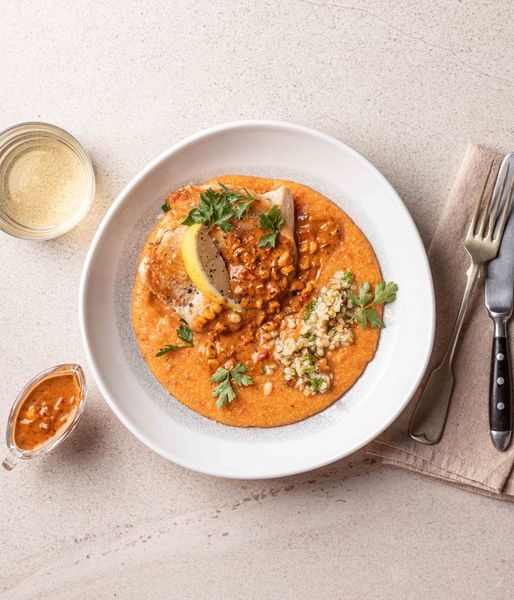 Photo of Red Pesto Polenta & Creamy Chicken